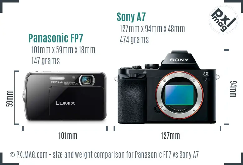 Panasonic FP7 vs Sony A7 size comparison