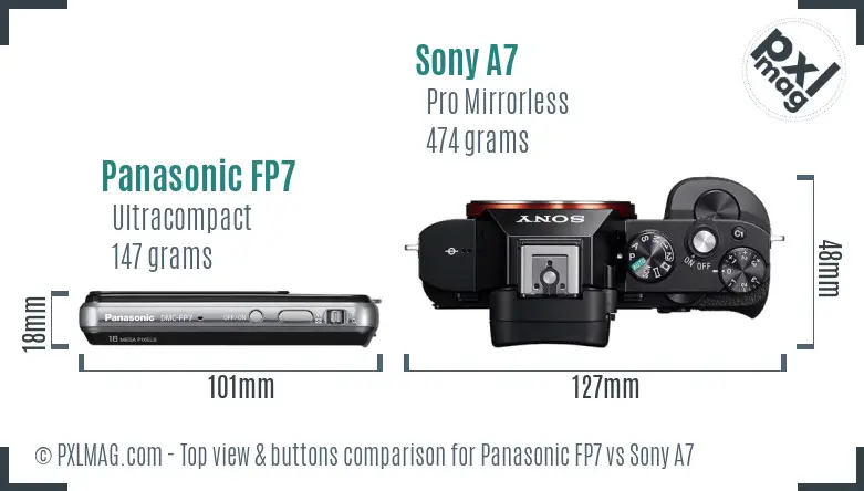 Panasonic FP7 vs Sony A7 top view buttons comparison