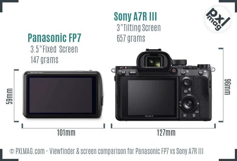 Panasonic FP7 vs Sony A7R III Screen and Viewfinder comparison