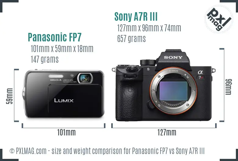 Panasonic FP7 vs Sony A7R III size comparison