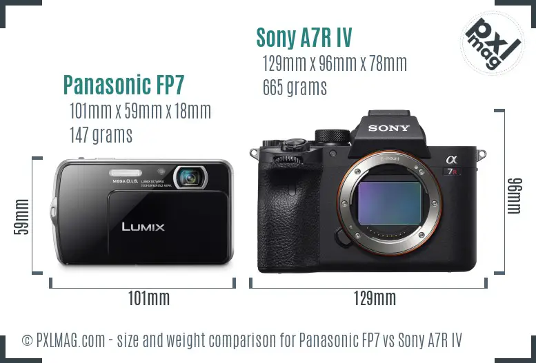 Panasonic FP7 vs Sony A7R IV size comparison