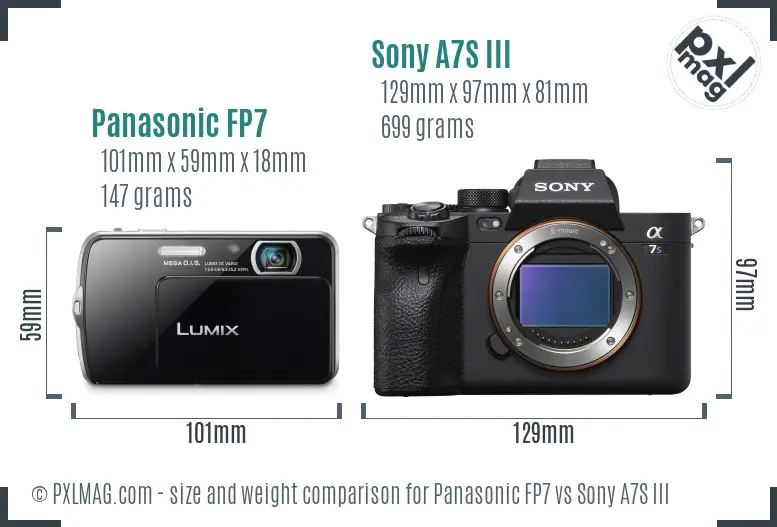 Panasonic FP7 vs Sony A7S III size comparison