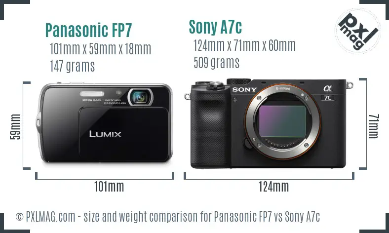 Panasonic FP7 vs Sony A7c size comparison