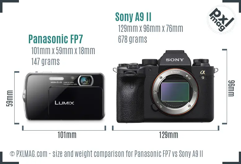 Panasonic FP7 vs Sony A9 II size comparison