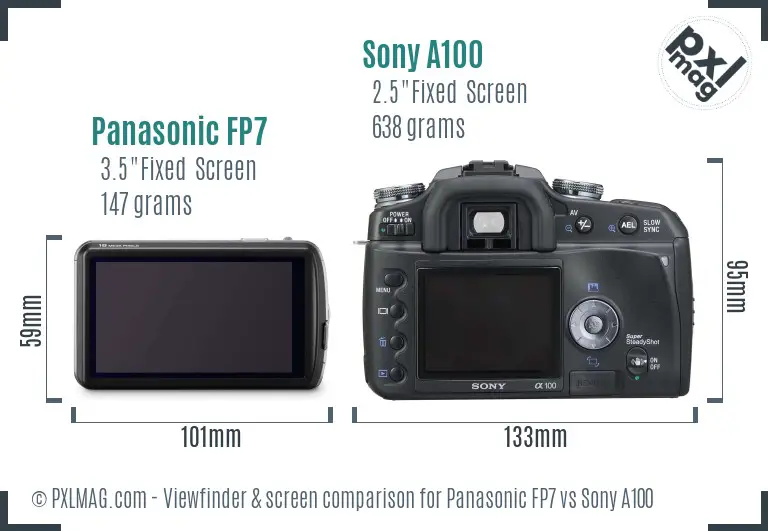 Panasonic FP7 vs Sony A100 Screen and Viewfinder comparison