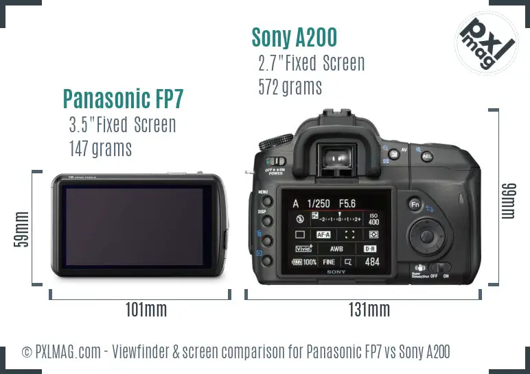 Panasonic FP7 vs Sony A200 Screen and Viewfinder comparison