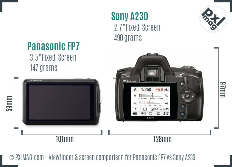 Panasonic FP7 vs Sony A230 Screen and Viewfinder comparison