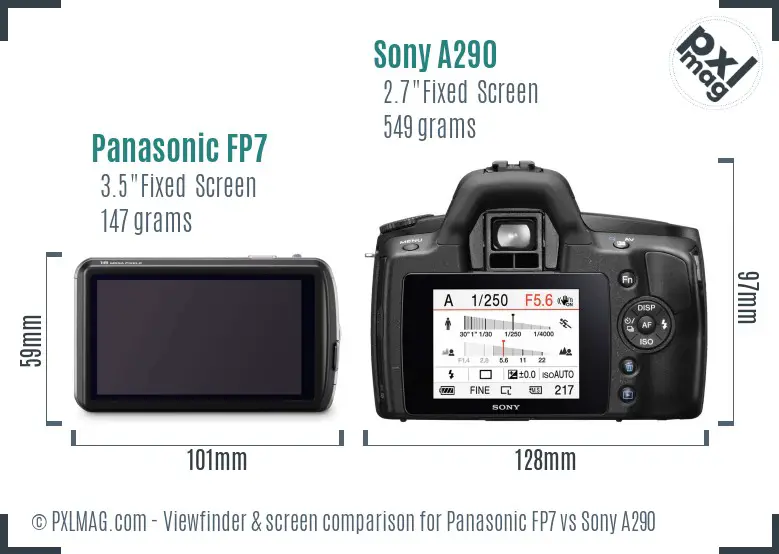 Panasonic FP7 vs Sony A290 Screen and Viewfinder comparison