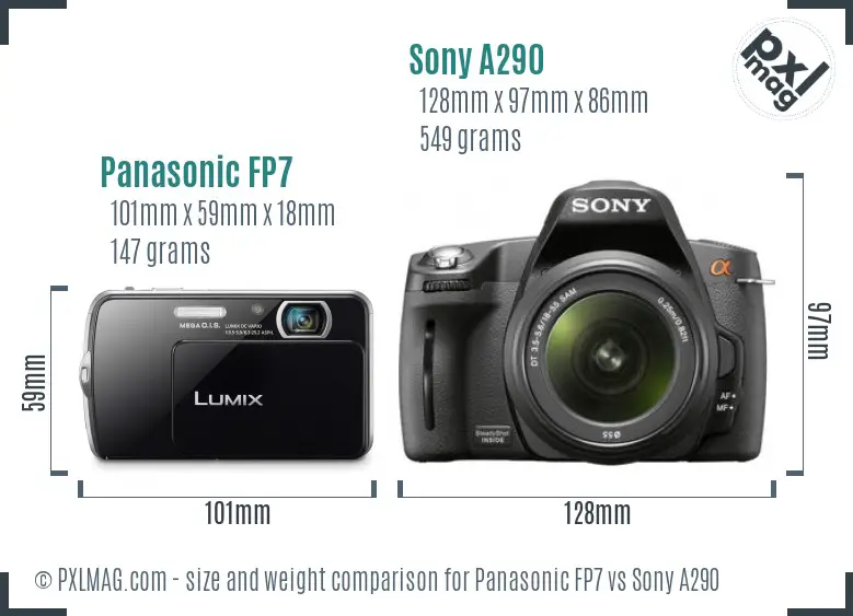 Panasonic FP7 vs Sony A290 size comparison