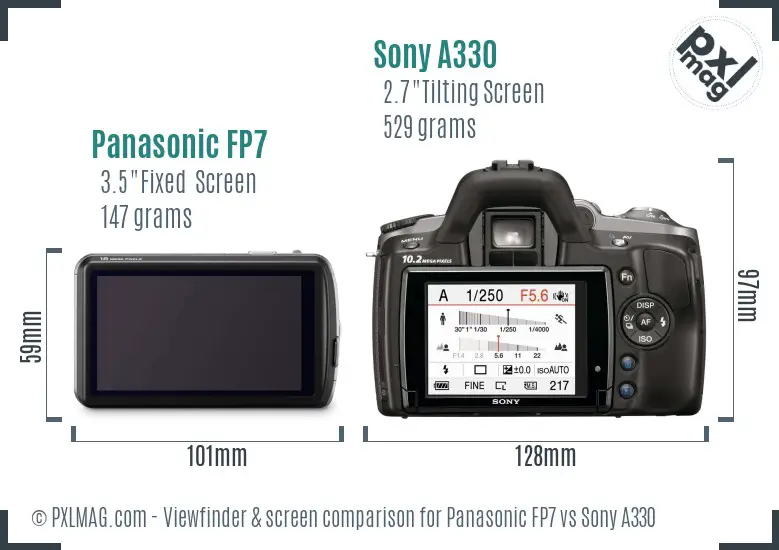 Panasonic FP7 vs Sony A330 Screen and Viewfinder comparison