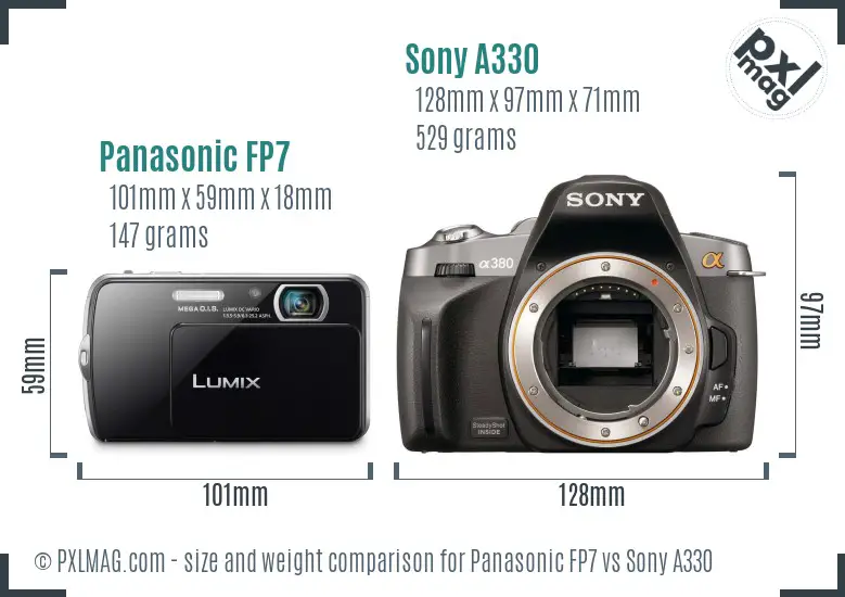 Panasonic FP7 vs Sony A330 size comparison