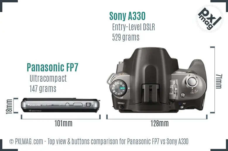 Panasonic FP7 vs Sony A330 top view buttons comparison