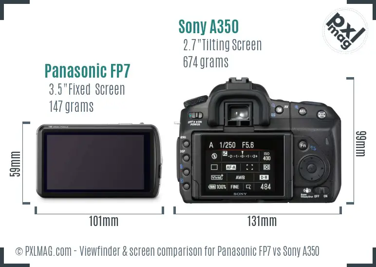 Panasonic FP7 vs Sony A350 Screen and Viewfinder comparison