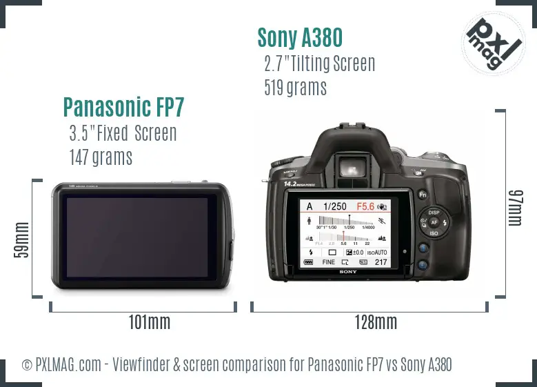 Panasonic FP7 vs Sony A380 Screen and Viewfinder comparison