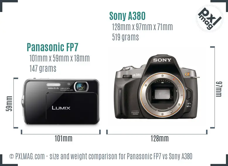 Panasonic FP7 vs Sony A380 size comparison