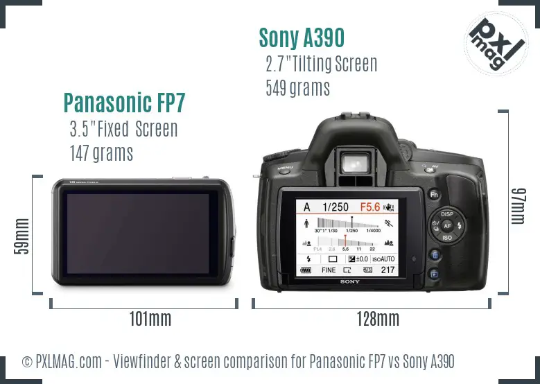 Panasonic FP7 vs Sony A390 Screen and Viewfinder comparison