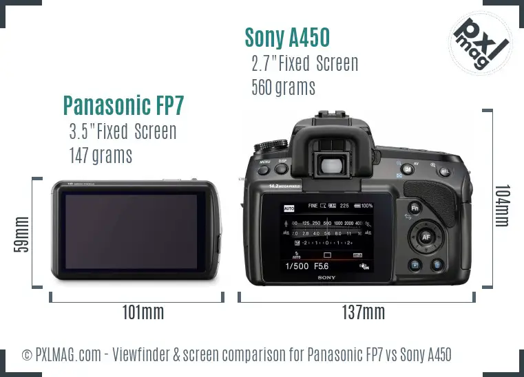 Panasonic FP7 vs Sony A450 Screen and Viewfinder comparison