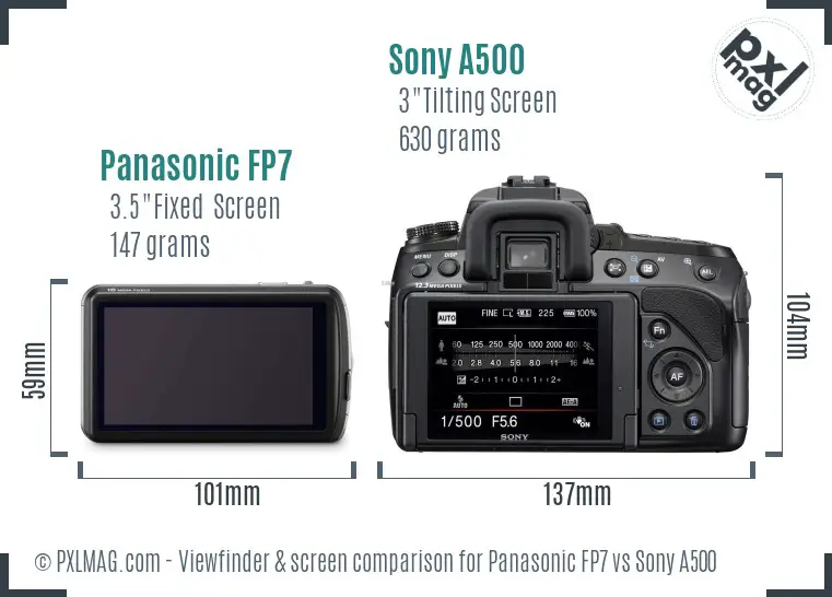 Panasonic FP7 vs Sony A500 Screen and Viewfinder comparison