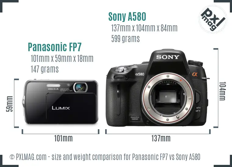Panasonic FP7 vs Sony A580 size comparison