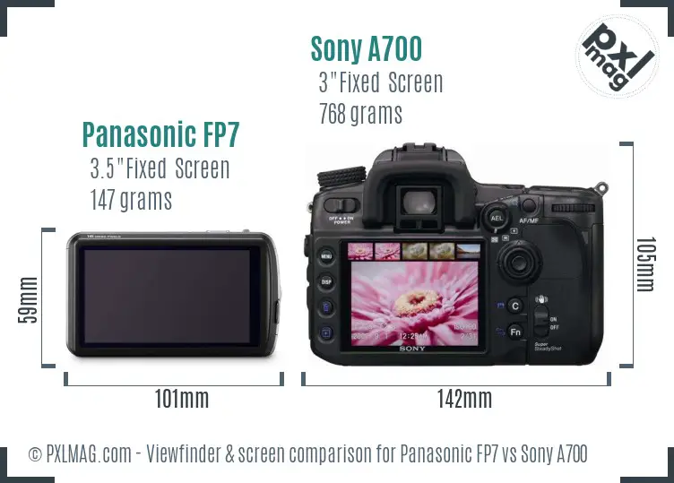 Panasonic FP7 vs Sony A700 Screen and Viewfinder comparison