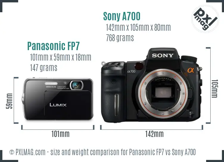 Panasonic FP7 vs Sony A700 size comparison