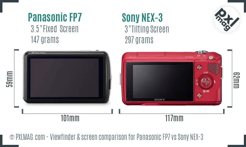 Panasonic FP7 vs Sony NEX-3 Screen and Viewfinder comparison