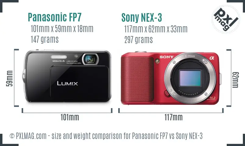 Panasonic FP7 vs Sony NEX-3 size comparison