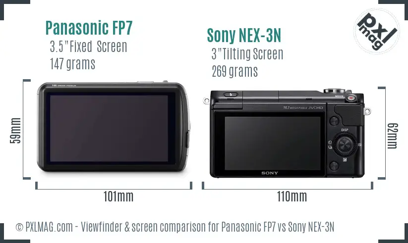 Panasonic FP7 vs Sony NEX-3N Screen and Viewfinder comparison