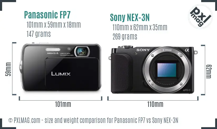 Panasonic FP7 vs Sony NEX-3N size comparison
