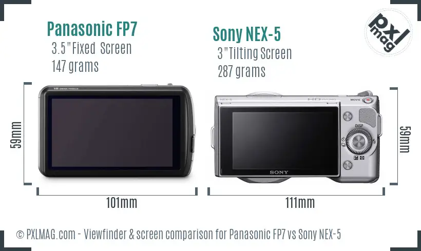Panasonic FP7 vs Sony NEX-5 Screen and Viewfinder comparison