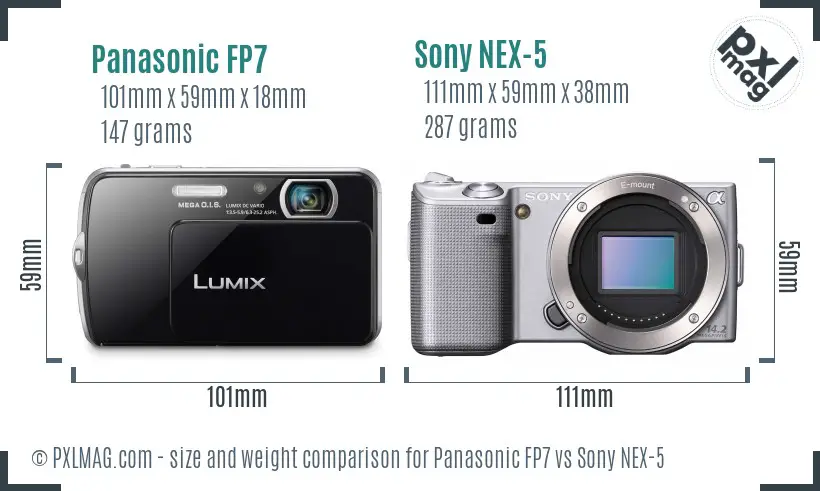 Panasonic FP7 vs Sony NEX-5 size comparison