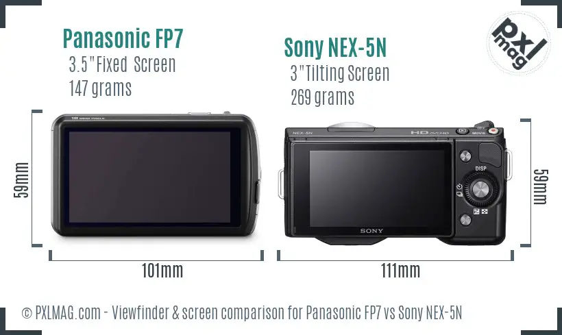 Panasonic FP7 vs Sony NEX-5N Screen and Viewfinder comparison