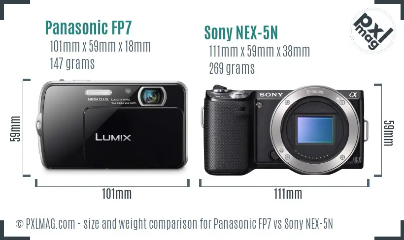 Panasonic FP7 vs Sony NEX-5N size comparison