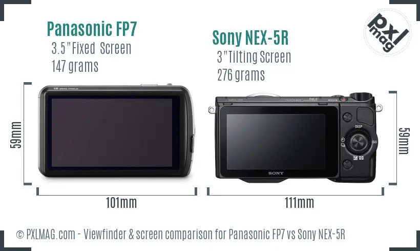 Panasonic FP7 vs Sony NEX-5R Screen and Viewfinder comparison