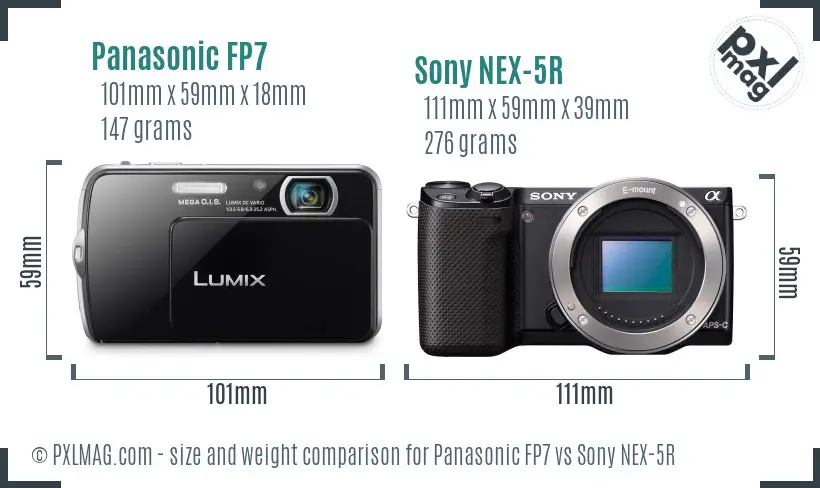 Panasonic FP7 vs Sony NEX-5R size comparison