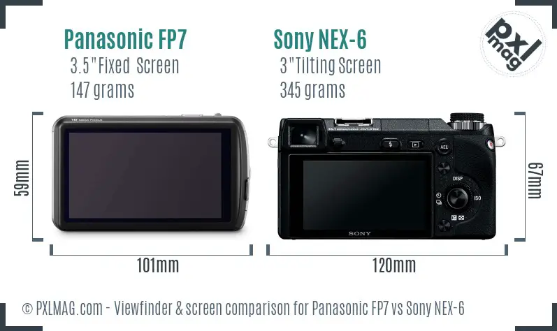Panasonic FP7 vs Sony NEX-6 Screen and Viewfinder comparison