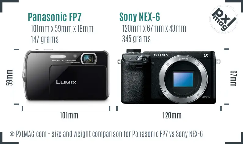 Panasonic FP7 vs Sony NEX-6 size comparison