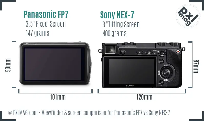 Panasonic FP7 vs Sony NEX-7 Screen and Viewfinder comparison