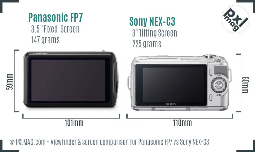 Panasonic FP7 vs Sony NEX-C3 Screen and Viewfinder comparison