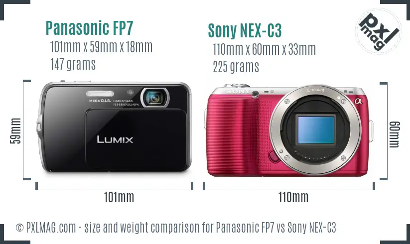Panasonic FP7 vs Sony NEX-C3 size comparison