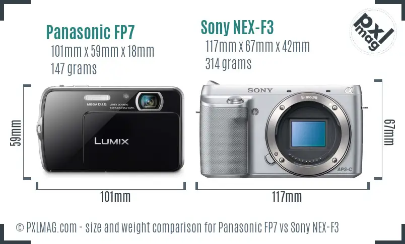 Panasonic FP7 vs Sony NEX-F3 size comparison