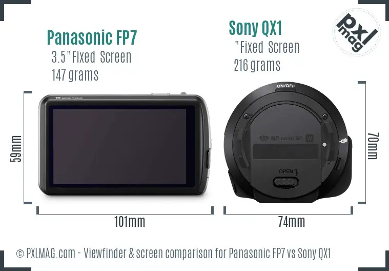 Panasonic FP7 vs Sony QX1 Screen and Viewfinder comparison