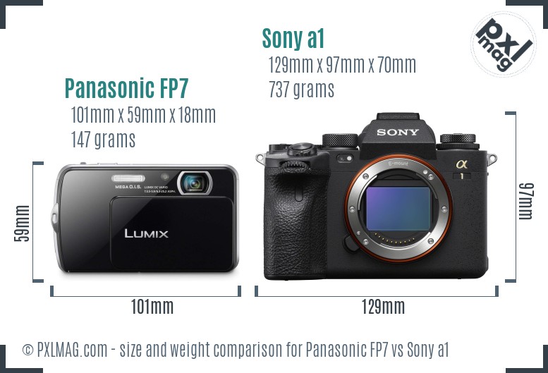 Panasonic FP7 vs Sony a1 size comparison