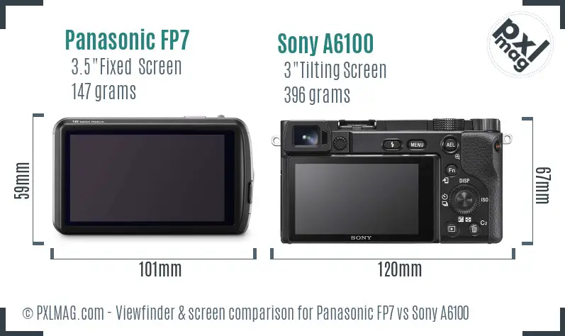 Panasonic FP7 vs Sony A6100 Screen and Viewfinder comparison