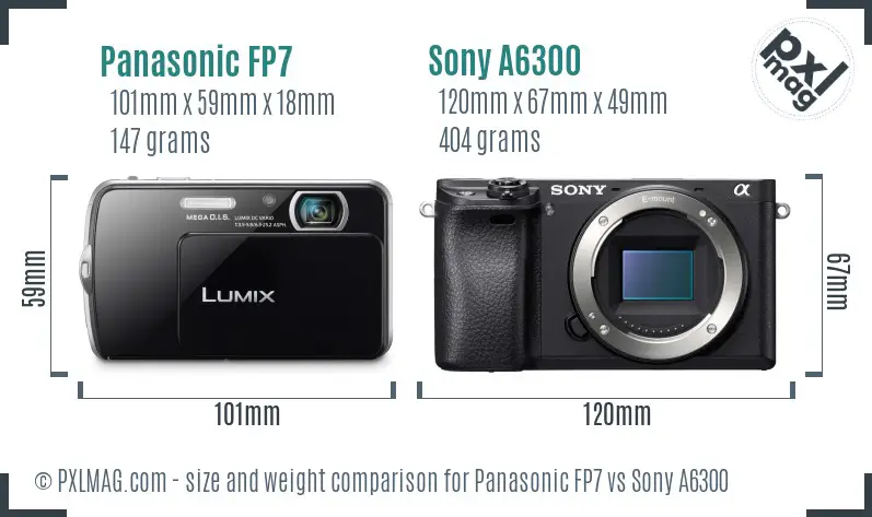 Panasonic FP7 vs Sony A6300 size comparison