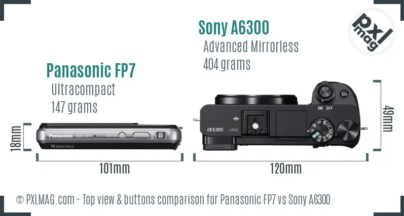 Panasonic FP7 vs Sony A6300 top view buttons comparison