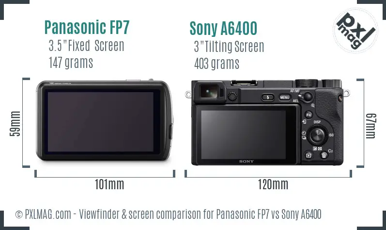 Panasonic FP7 vs Sony A6400 Screen and Viewfinder comparison