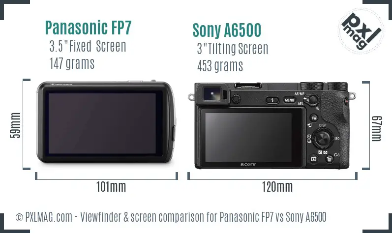 Panasonic FP7 vs Sony A6500 Screen and Viewfinder comparison