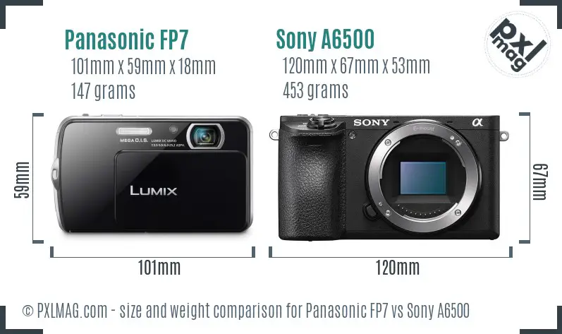 Panasonic FP7 vs Sony A6500 size comparison