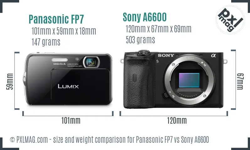 Panasonic FP7 vs Sony A6600 size comparison